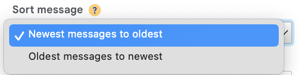 Sort emails from newest to oldest, or oldest to newest